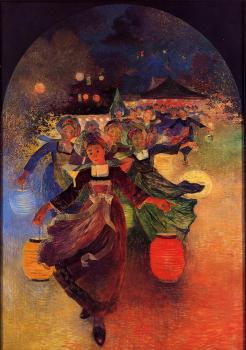 費迪南德 盧瓦敭 Breton Girls with Chinese Lanterns